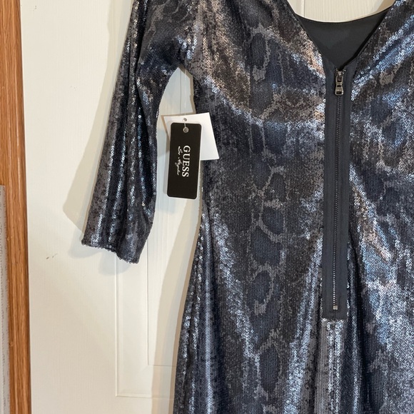 NWT Guess Los Angeles Sequined Sexy Evening Club Dress in Pewter (2) - Picture 7 of 15